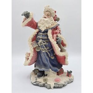 Vintage Christmas Flocked Santa Claus Figurine 9.5"